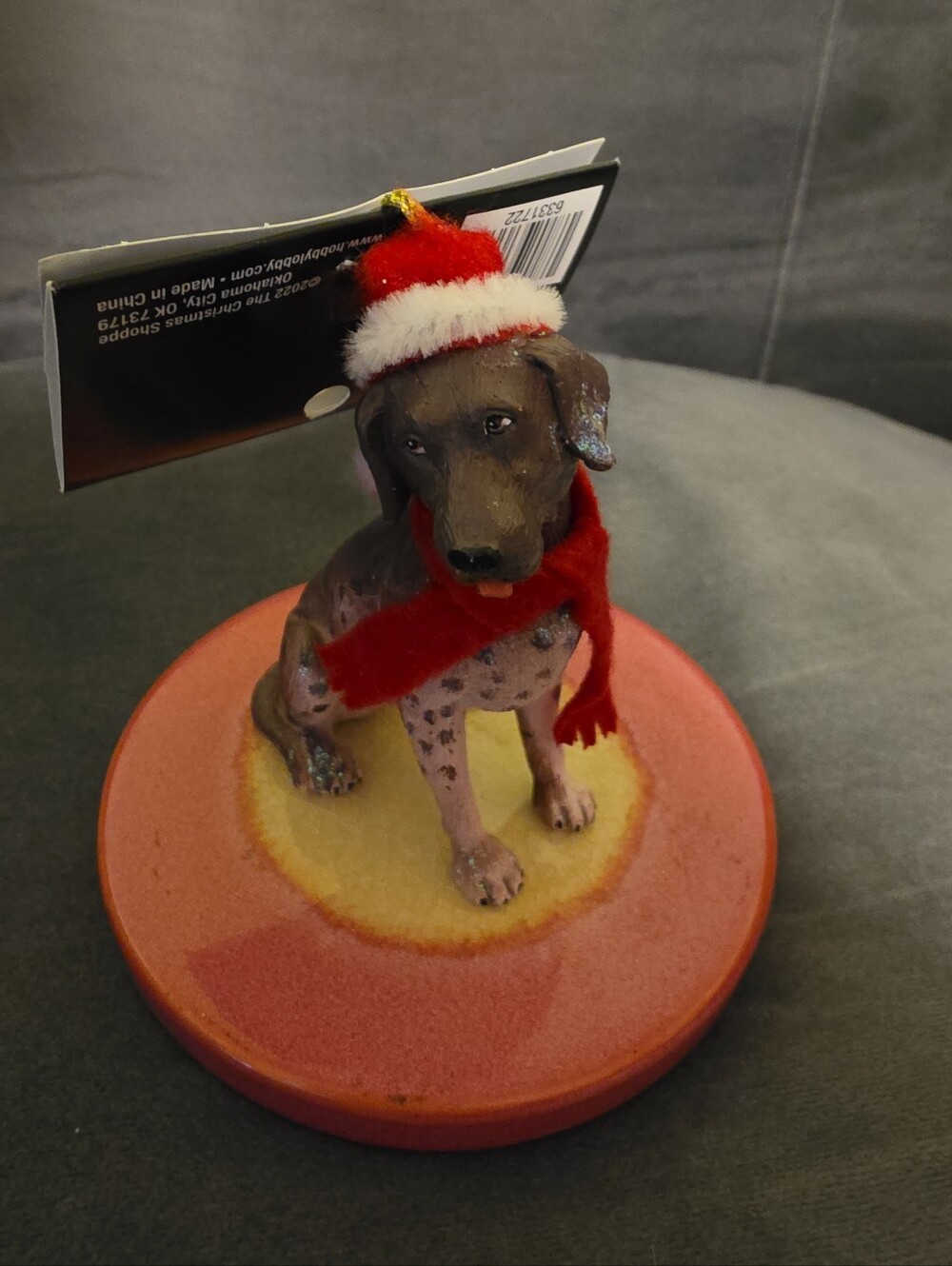 NWT Christmas Shoppe German Shorthaired Pointer With Santa Hat Tree Ornament Dog